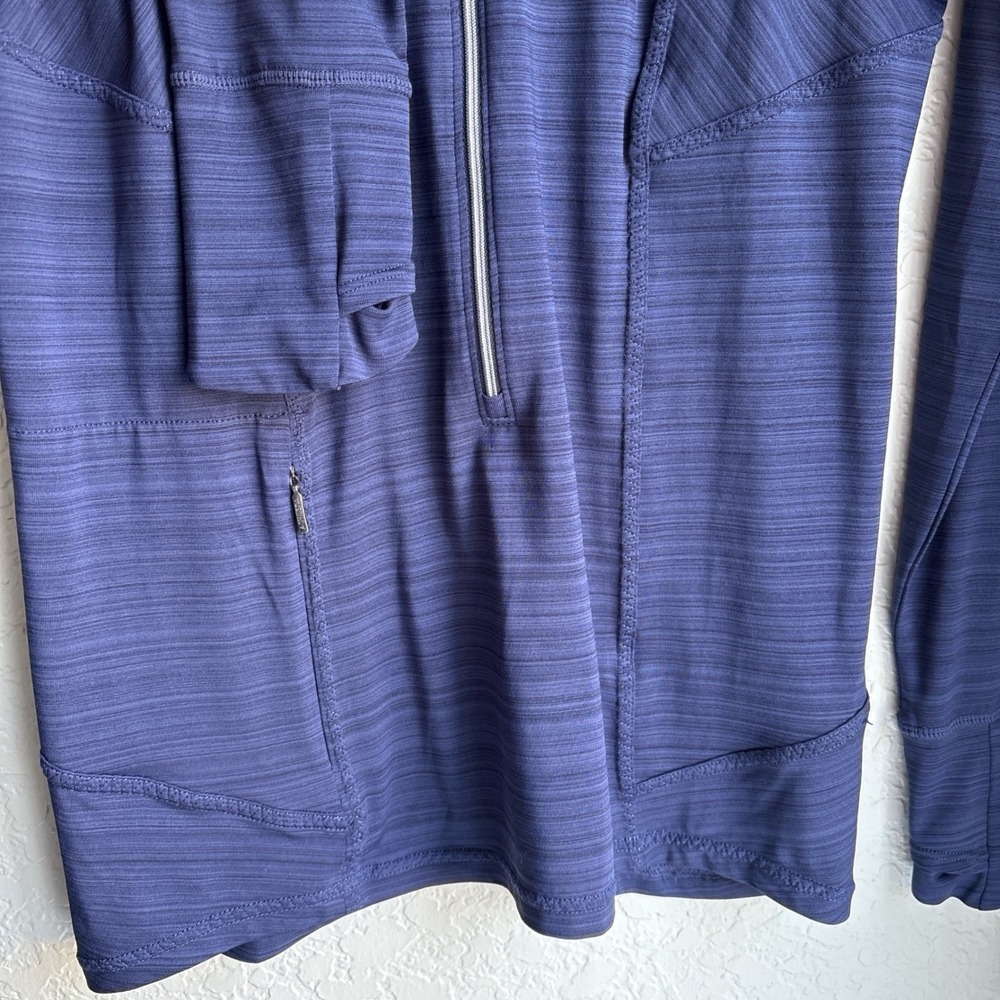 Athleta Women M Athletic Top Navy Blue Quarter Zip Long Sleeve Stretch Running - Picture 3 of 12